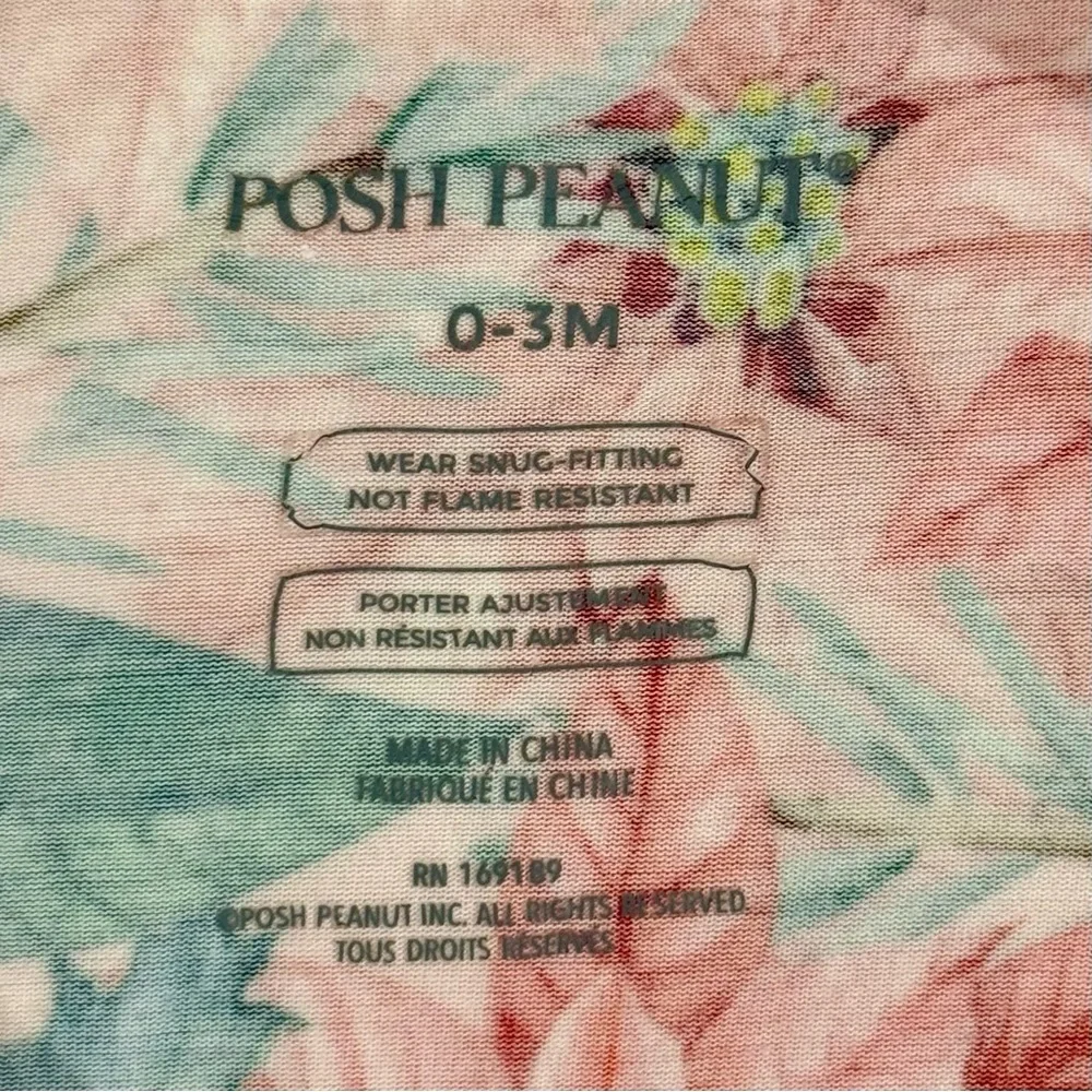 Posh Peanut Footie Girls 0-3M Ruffled Zippered Christmas Bamboo Pink Poinsettias
